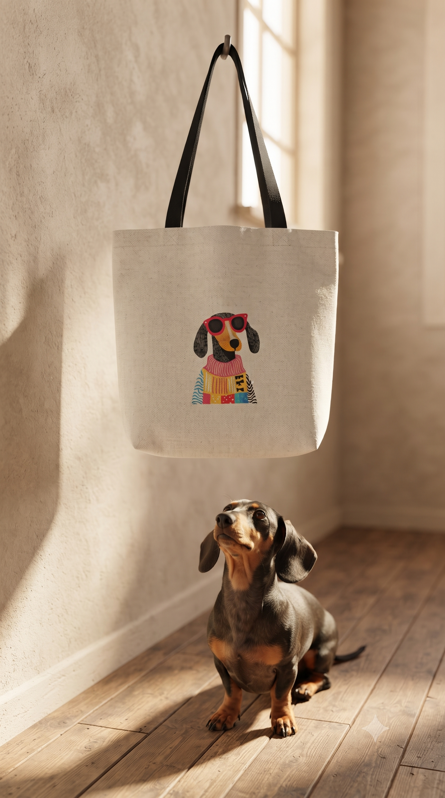 "Good Boy" Dachshund Illustrated Canvas Tote Bag